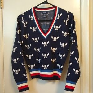 Cute v-neck boston terrier sweater, NWT